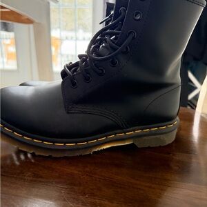 Dr. Martens Classic Black Boots with Yellow Accents